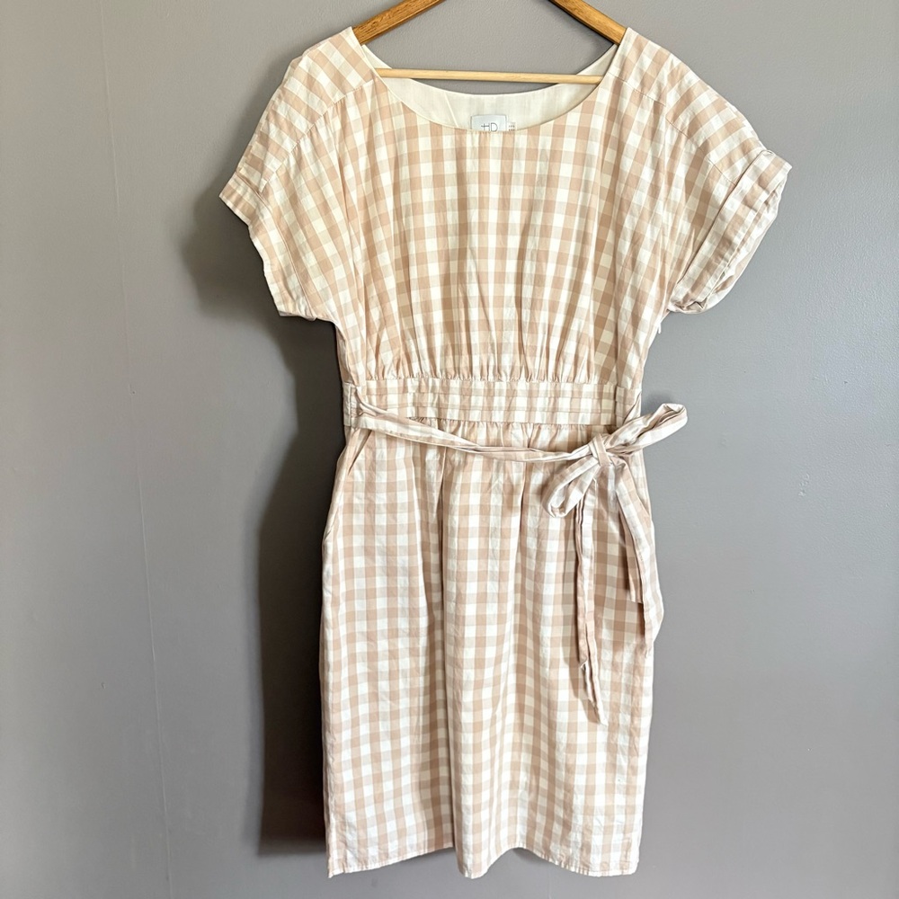 Anthrooplogie HD in Paris Ribboned Poplin Ginham Dress Size 10 - Picture 2 of 10